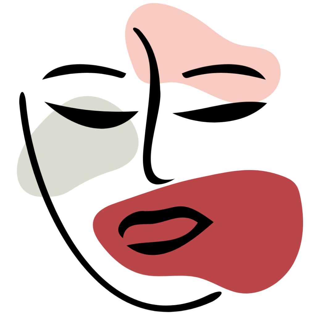 Un dessin d'un visage abstrait qui représente l'art thérapie utilisé comme traitement de la dépression.